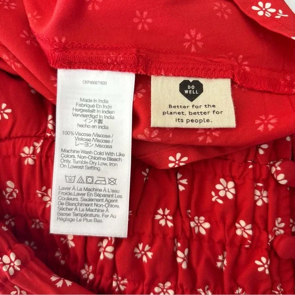 Madewell Women's Sophia Mini Dress Red Bandana Flower Floral Medium Puff Sleeve - Picture 11 of 13